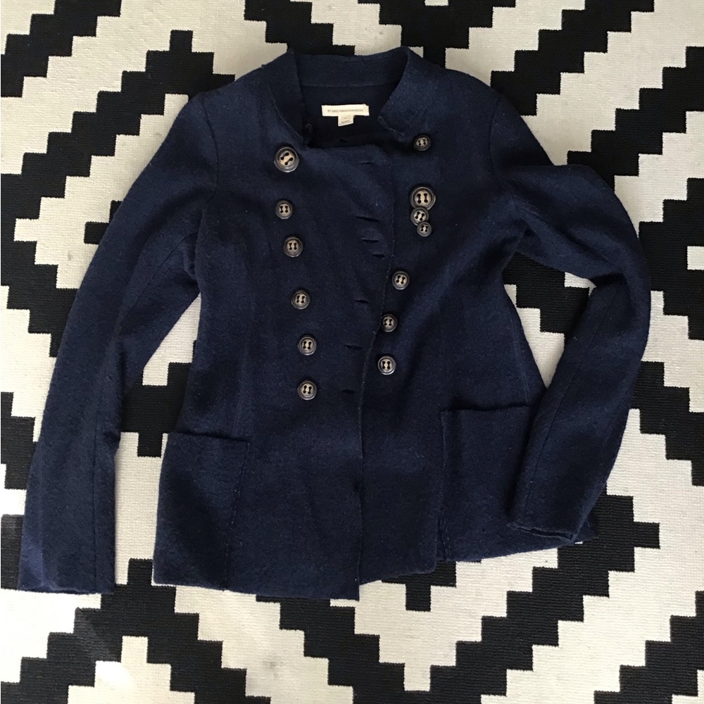 Anthropologie Midnight Blue 100% wool sweater coat blazer by Gro Abrahamsson